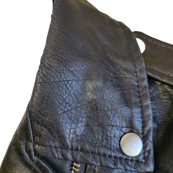BLACK Faux Leather Moto Jacket Women's Size Small - Picture 7 of 16